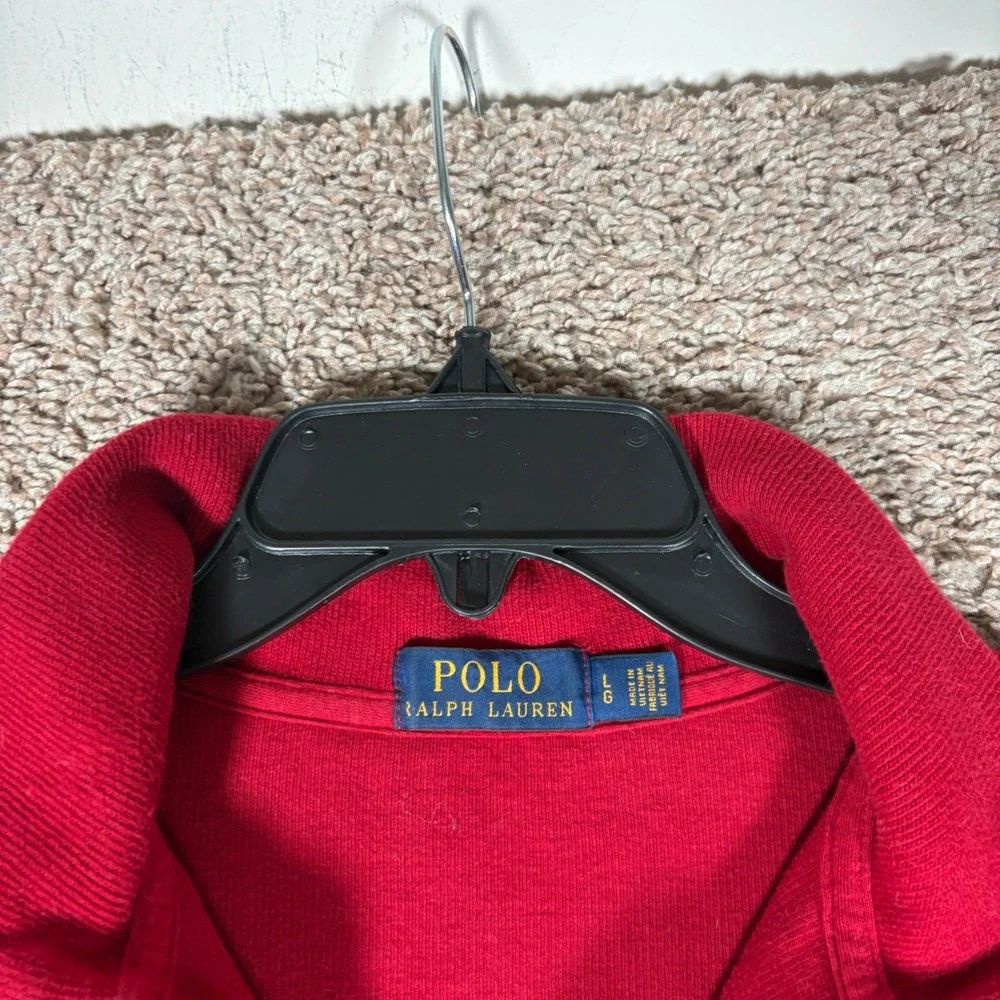 Polo Ralph Lauren Mens Red 100% Cotton Quarter Zip Pullover Sweater Large